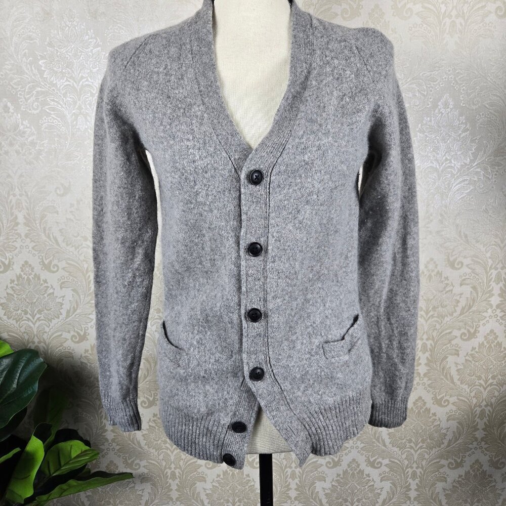 Uniglo Size Small/Medium Gray Wool Cardigan Grandpa Style Button Front Pockets